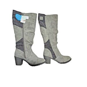 NWT Women's Boots Knee High Gray Size 9 Water Resistant Memory Foam Heel